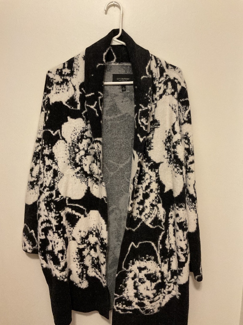 Liverpool black and white floral cardigan